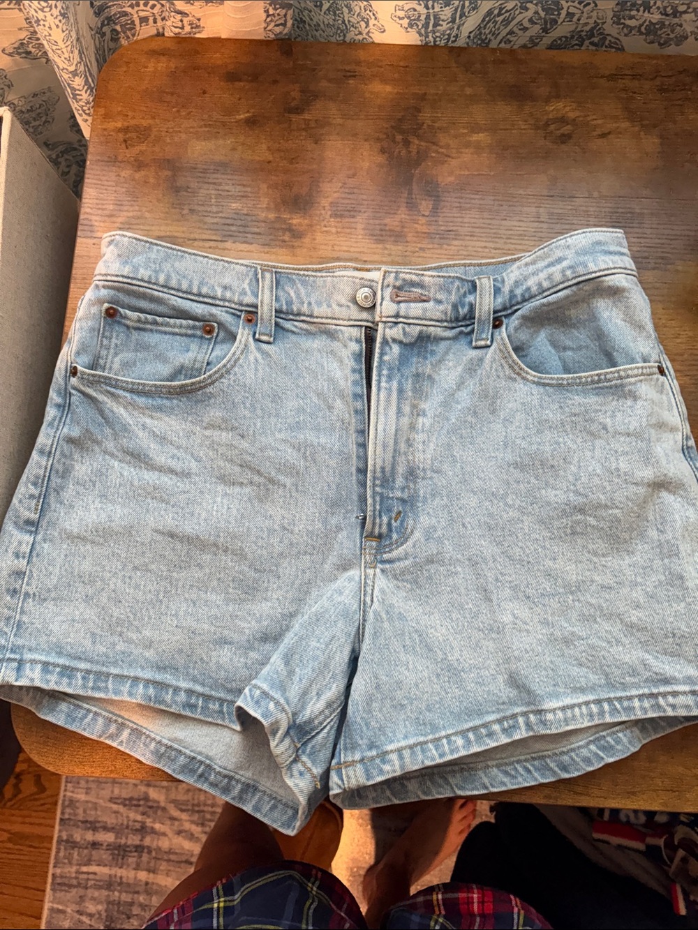 Abercrombie & Fitch Light Blue High-Rise Denim Shorts